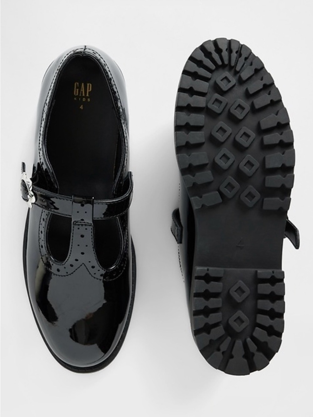 Gap Girls T Strap Loafers Vegan Patent Leather Black 1 Classic Mary Jane Holiday